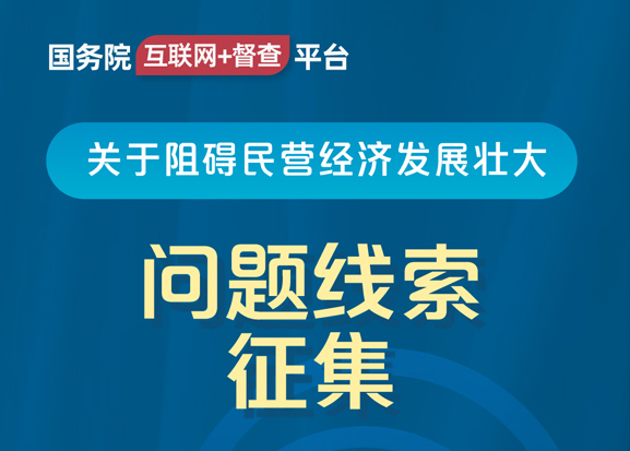 国务院“互联网+督查”平台公开征集阻碍民营经济发展壮大问题线索