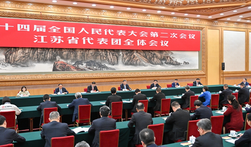 3月5日，中共中央总书记、国家主席、中央军委主席习近平参加他所在的十四届全国人大二次会议江苏代表团审议。新华社记者 岳月伟 摄.jpg