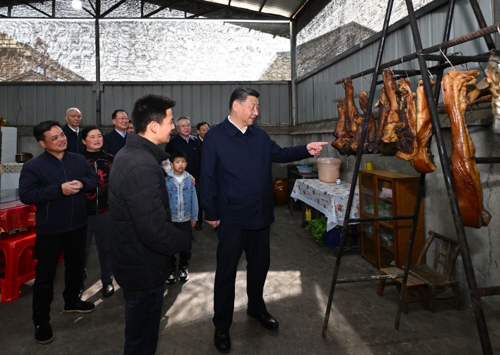 3月18日至21日，中共中央总书记、国家主席、中央军委主席习近平在湖南考察。这是19日下午，习近平在常德市鼎城区谢家铺镇港中坪村考察。新华社记者 燕雁 摄.jpg